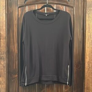 Pink Clover Black Relaxed Crew Neck Long Sleeve Sweatshirt